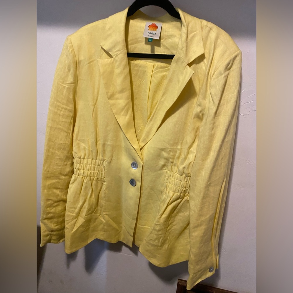 Farm Rio Yellow Blazer with Button Detail